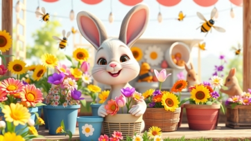 Bunny Growing & Selling Flowers | Cute & Fun Animal Story