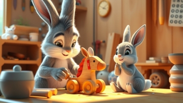 Dad Bunny Makes Wooden Horse for Baby Bunny | Sweet Family Story